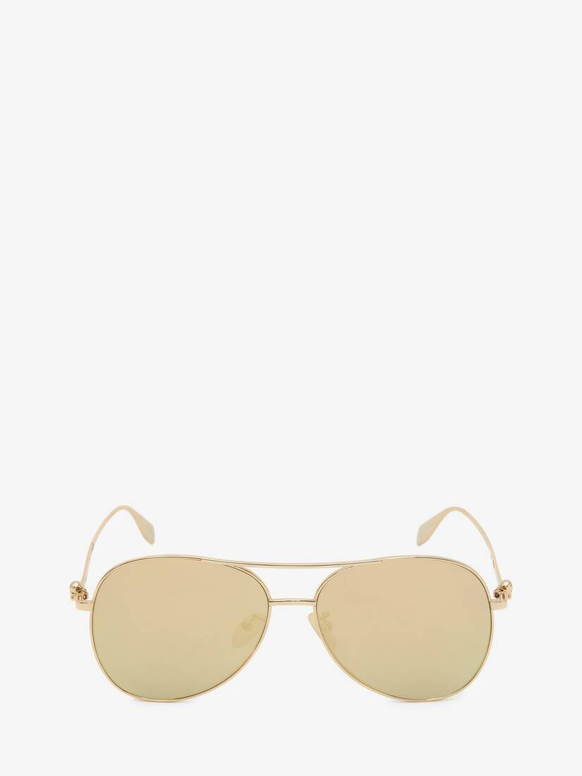 Gafas De Sol Alexander McQueen Light Skull Pilot Mujer - Dorados - Mexico 195-GRIBZX